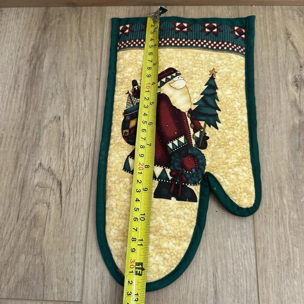 VTG Primitive Christmas Potholder Santa Clause Quilt‎ Handmade Comfortable Roomy
